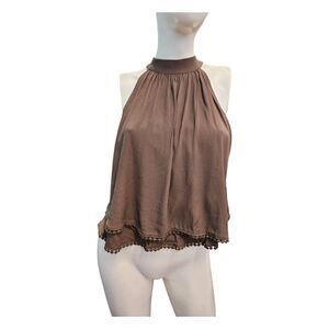 TOBI Olive Green Halter Swing Top Womens Small NEW WITH TAGS